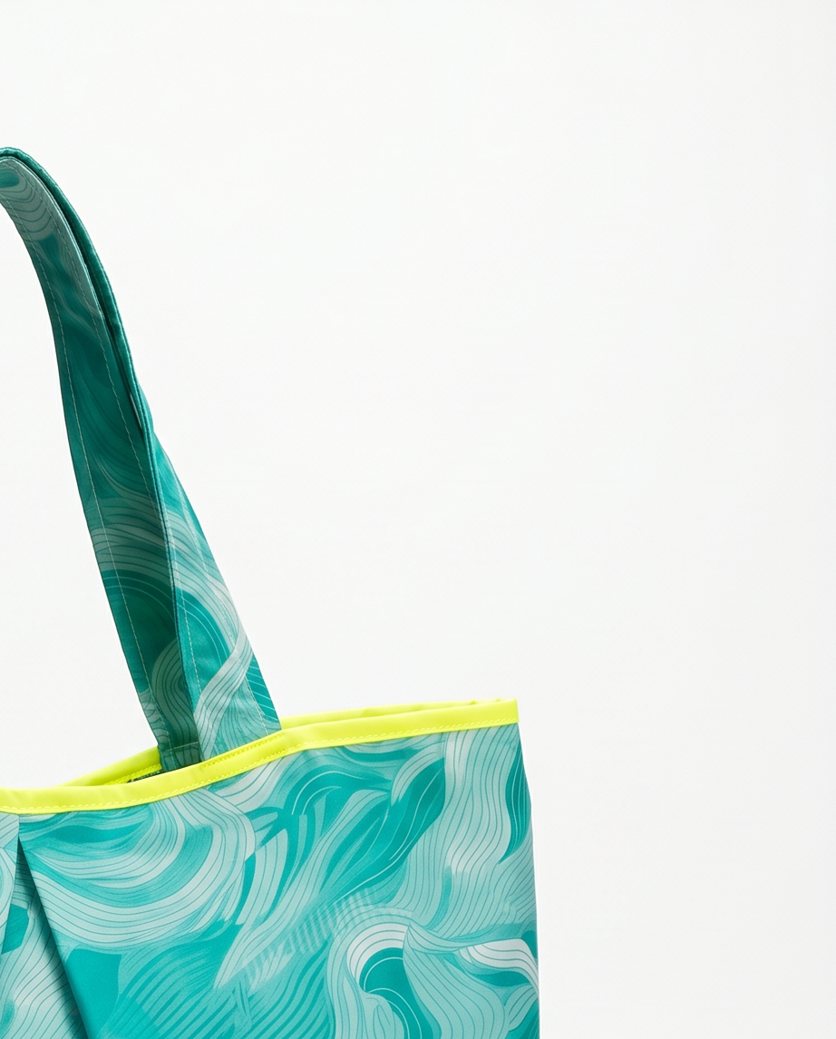 waves light green - beach bag