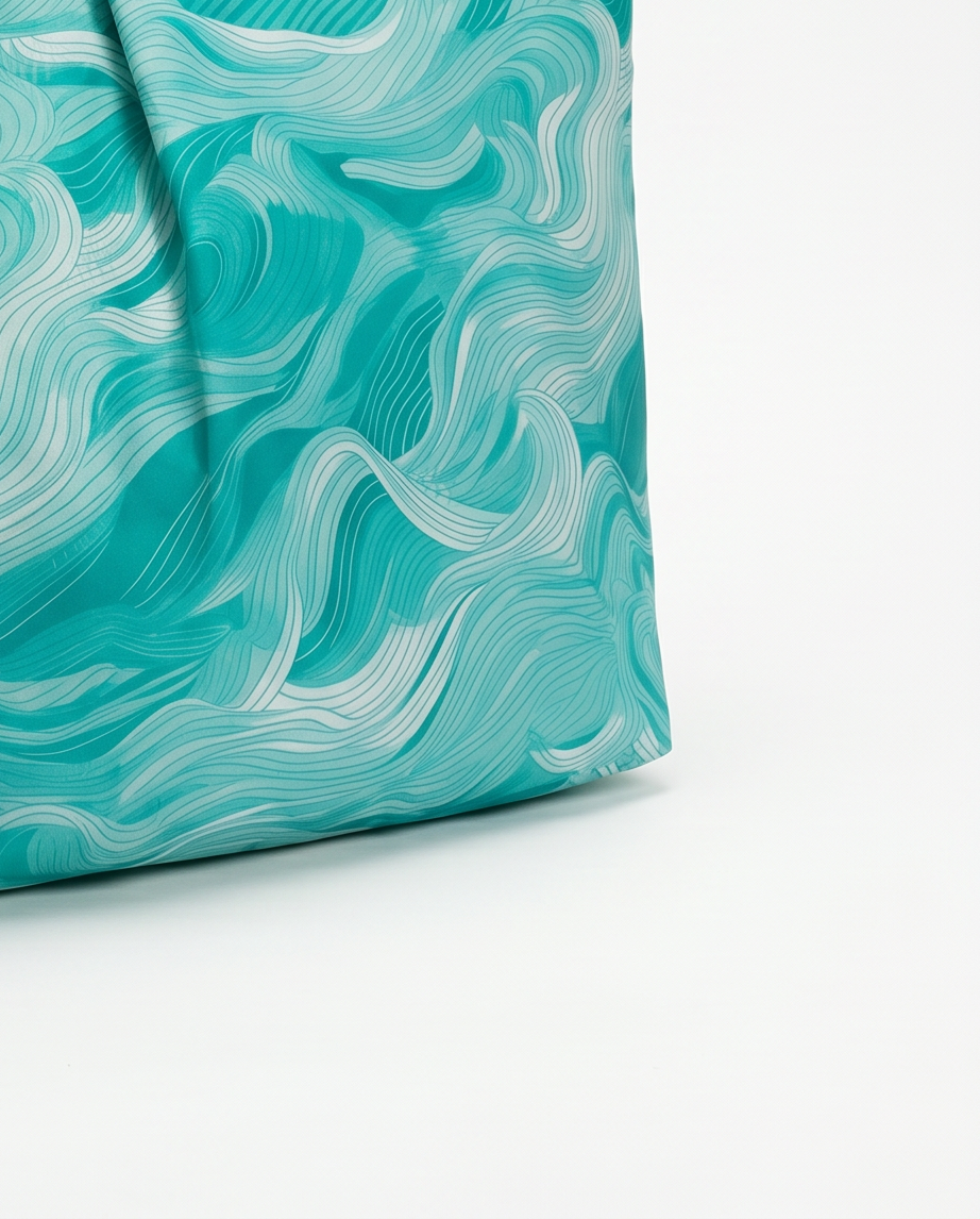waves light green - beach bag