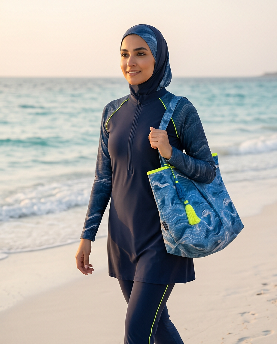waves blue - beach bag