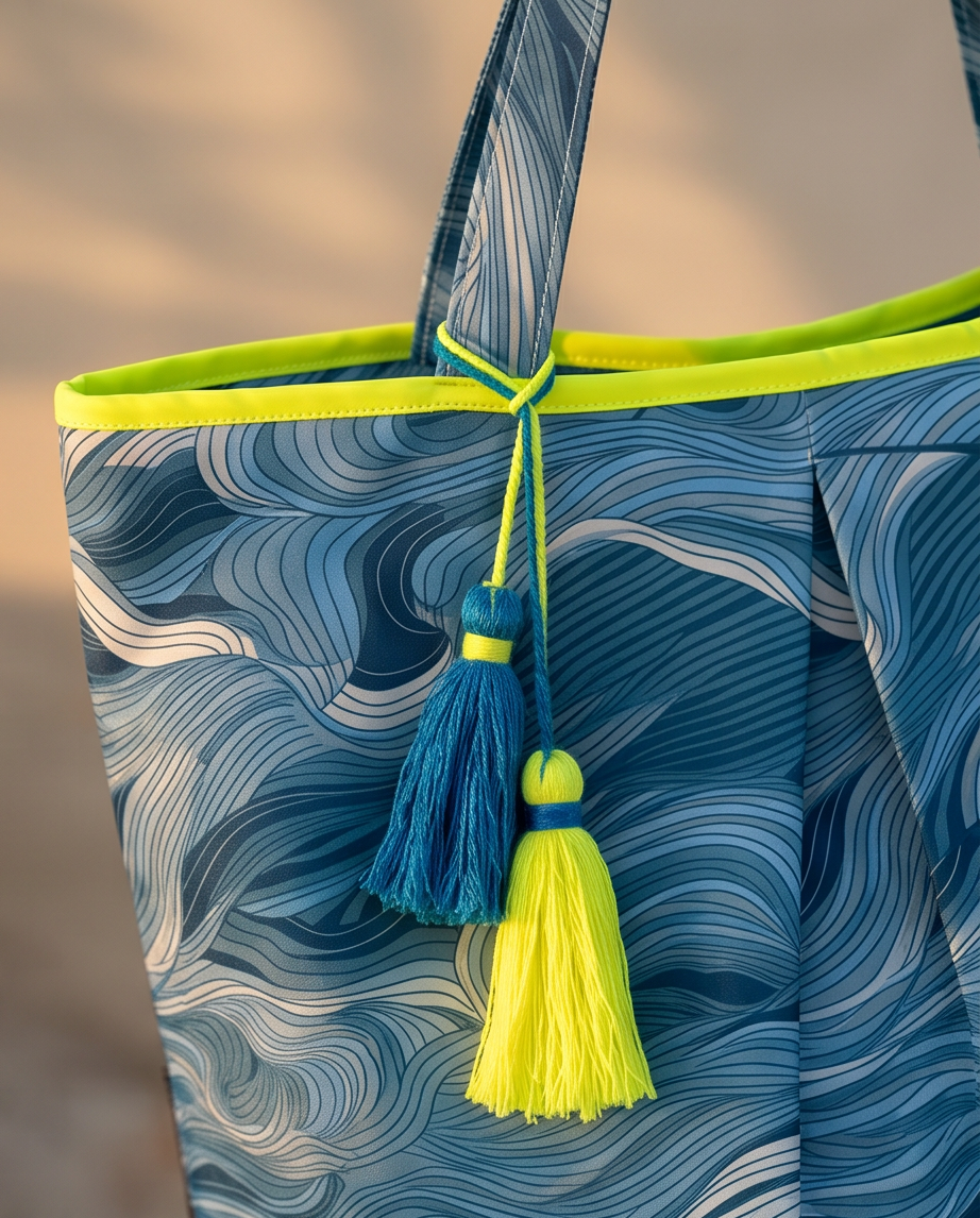 waves blue - beach bag
