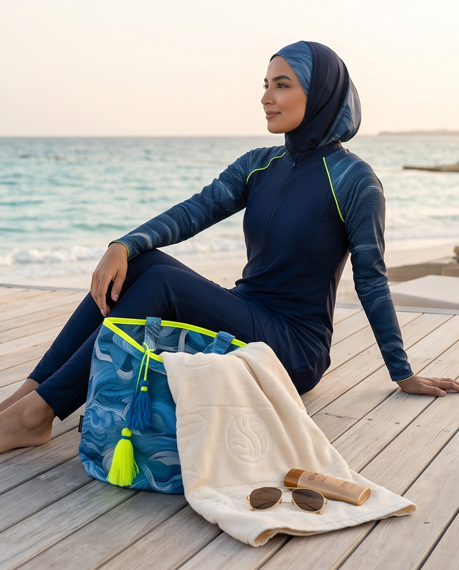 waves blue - beach bag