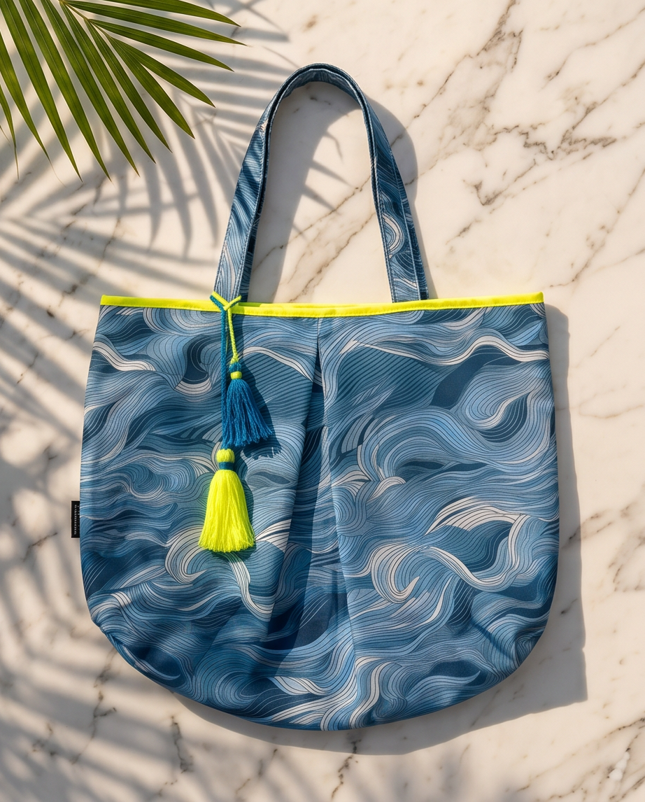 waves blue - beach bag