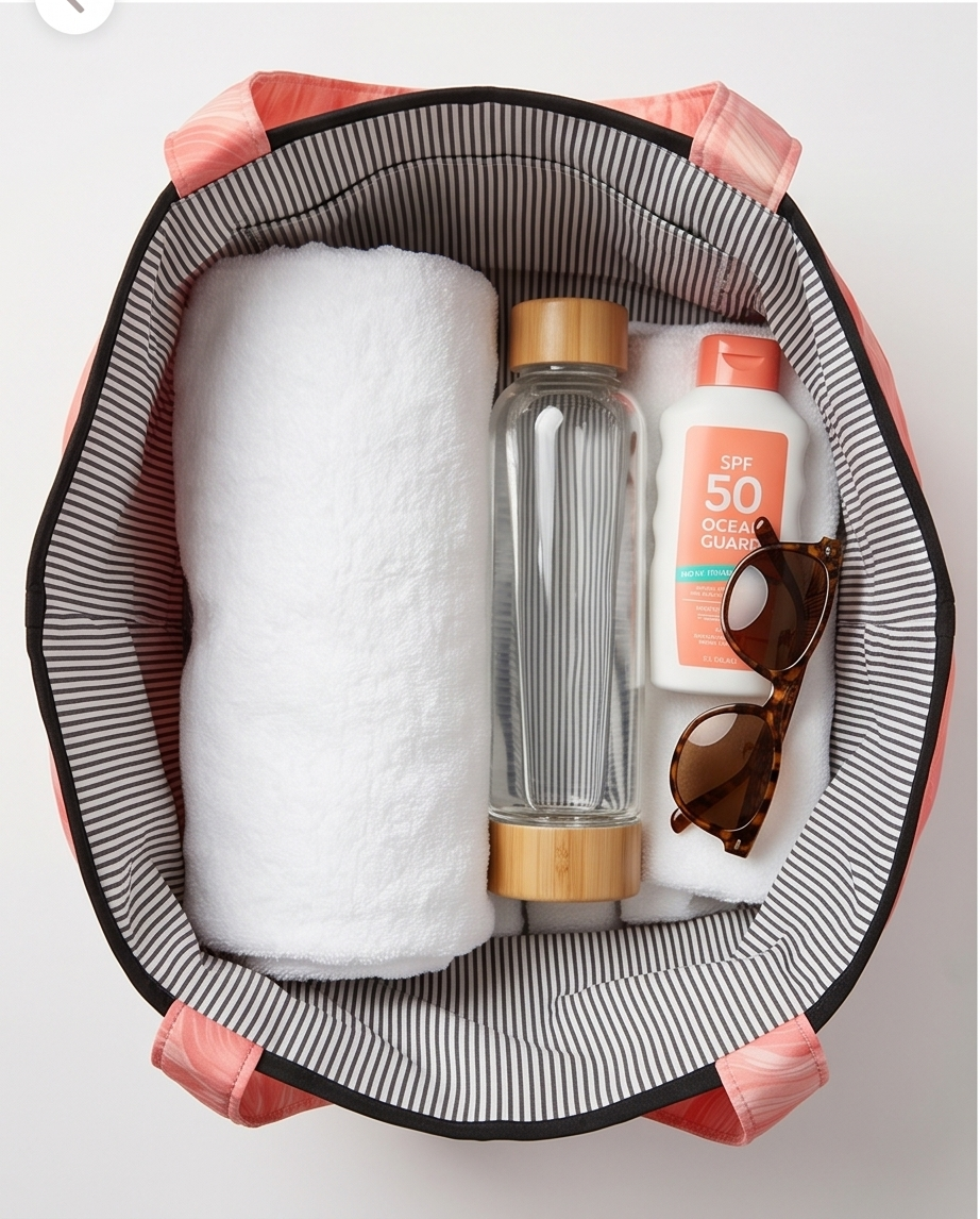 waves pink - beach bag