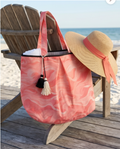 waves pink - beach bag