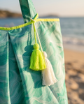 waves light green - beach bag